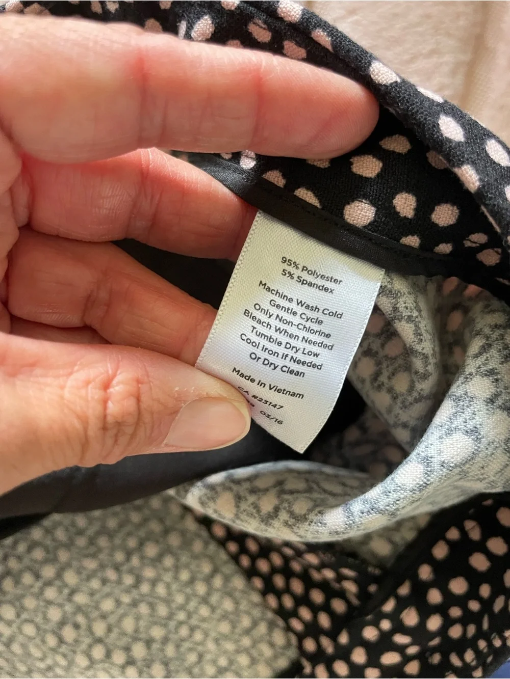 Talbots Black Pants with Pink Dot Print